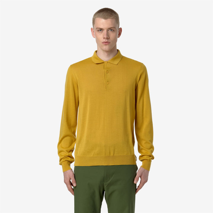 KNITWEAR Man REY WOOL MERINO BLEND Pull Over YELLOW GOLDEN ROD Dressed Back (jpg Rgb)		