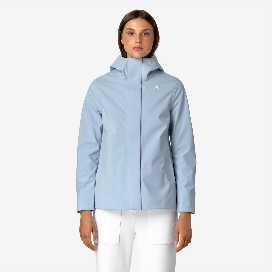 Jackets Woman MADALINA BONDED Mid BLUE A-BLUE D Dressed Back (jpg Rgb)		