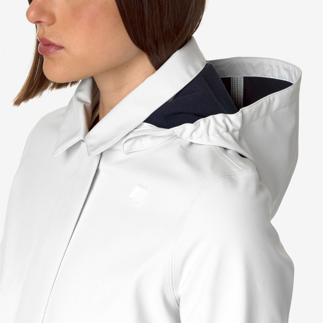 Jackets Woman MATHY BONDED 3/4 LENGTH WHITE G-BLUE D Detail Double				