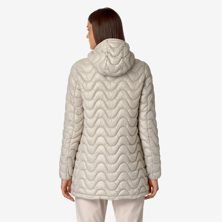 Jackets Woman SOPHIE QUILTED WARM Mid BEIGE GREY Dressed Front Double		