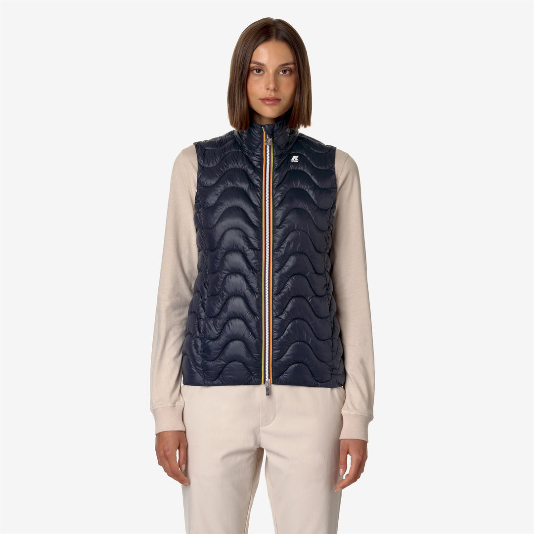 Jackets Woman VIOLE QUILTED WARM Short BLUE DEPTH Dressed Back (jpg Rgb)		