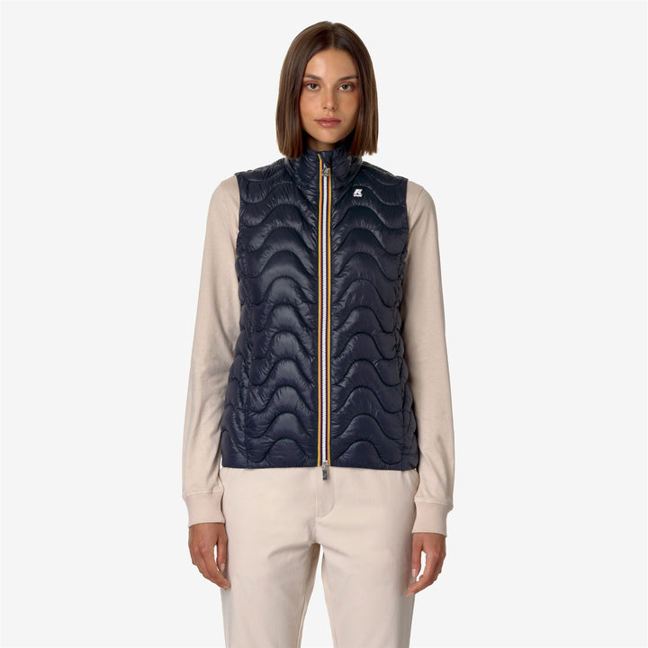 Jackets Woman VIOLE QUILTED WARM Short BLUE DEPTH Dressed Back (jpg Rgb)		