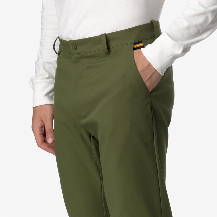 Pants Unisex ELIA TWILL PEACH CHINO GREEN CYPRESS Detail Double				