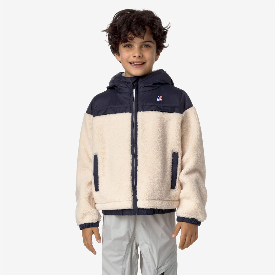 Fleece Kid unisex P. JILDAZ ORSETTO Jacket ECRU Dressed Back (jpg Rgb)		