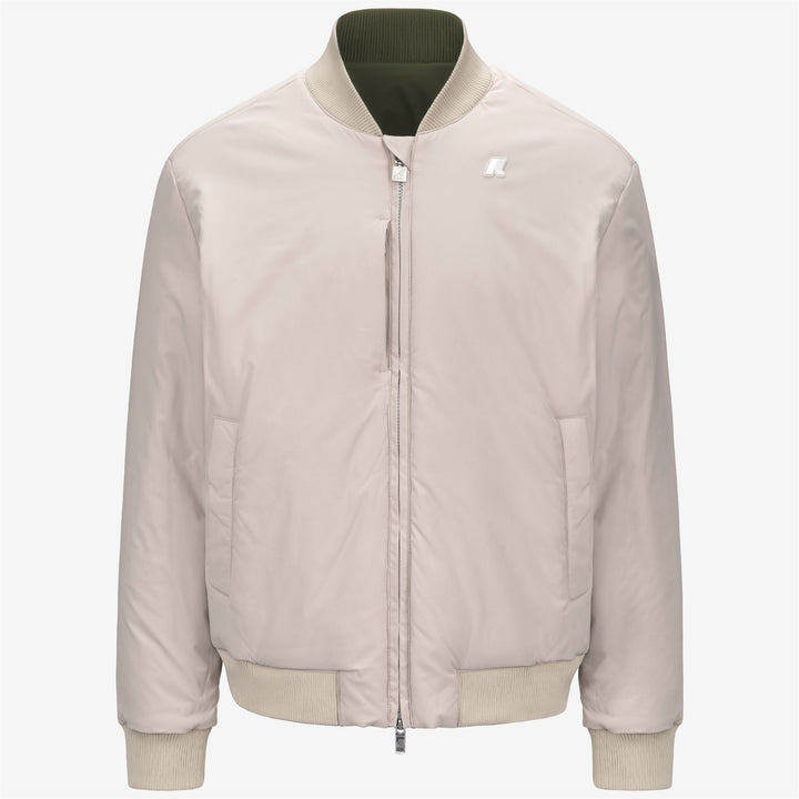 Jackets Man AORELIAN ST WARM DOUBLE Short GREEN CYPRESS - BEIGE GREY Dressed Front (jpg Rgb)	