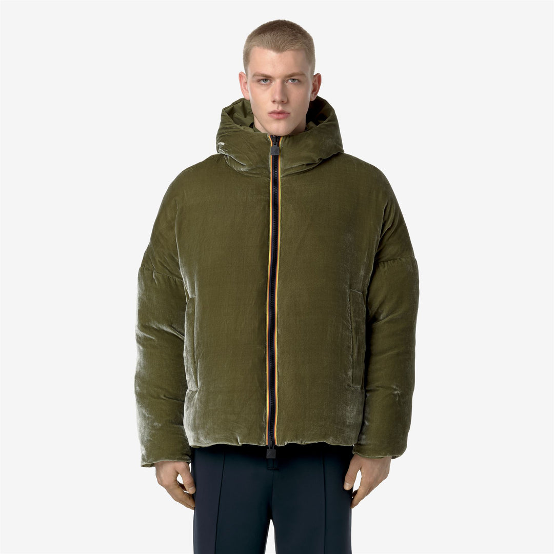 Jackets Man CLAUDER VELVET THERMO DOUBLE Short GREEN WINTER Dressed Back (jpg Rgb)		