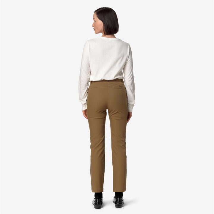 Pants Woman ELAISE TWILL PEACH CHINO BROWN CORDA Dressed Front Double		