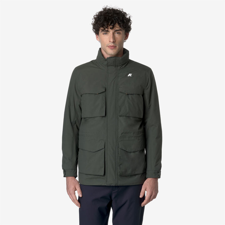 Jackets Man MANPHY WARM OTTOMAN Mid GREEN BLACKISH Dressed Back (jpg Rgb)		