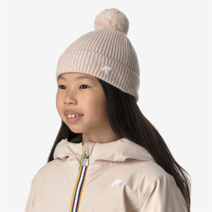 Headwear Girl P. VINCIENNE CARDIGAN STITCH Hat PINK TINT MELANGE Dressed Back (jpg Rgb)		