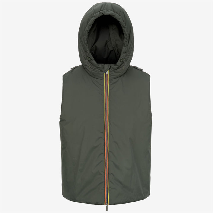 Jackets Man JENZAC WOOLMARK Long BLUE DEPTH - GREEN BLACKISH Dressed Front (jpg Rgb)	