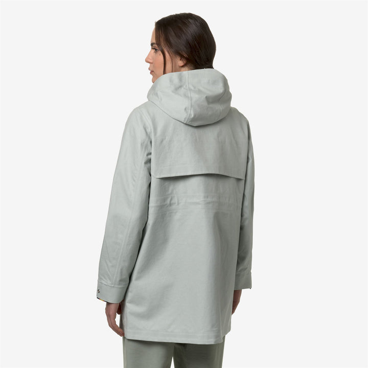 Jackets Woman THERSA LINEN BLEND 2L 3/4 LENGTH GREY SAGE - SILVER Dressed Front Double		