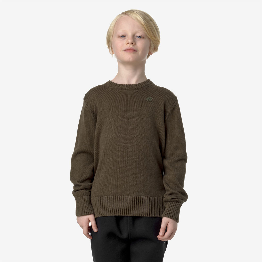 KNITWEAR Kid unisex P. SEBASTIEN COTTON CASHMERE Pull Over GREEN BLACKISH Dressed Back (jpg Rgb)		