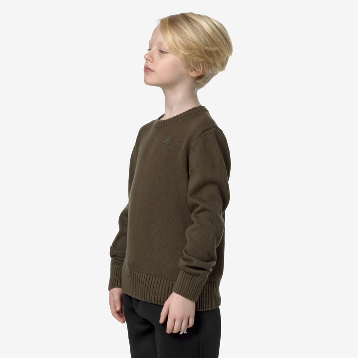 KNITWEAR Kid unisex P. SEBASTIEN COTTON CASHMERE Pull Over GREEN BLACKISH Detail (jpg Rgb)			