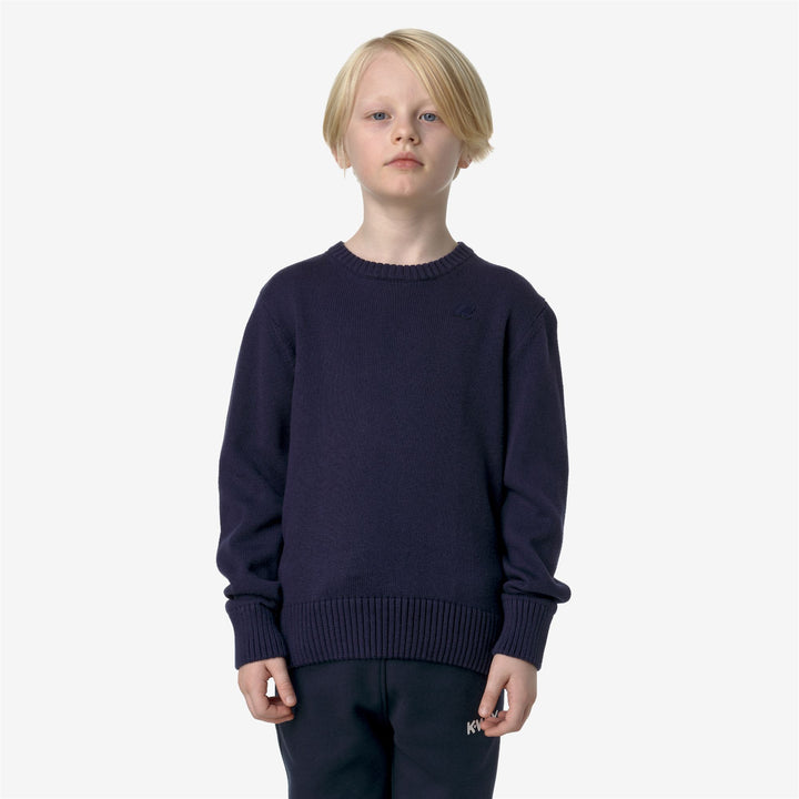 KNITWEAR Kid unisex P. SEBASTIEN COTTON CASHMERE Pull Over BLUE DK Dressed Back (jpg Rgb)		