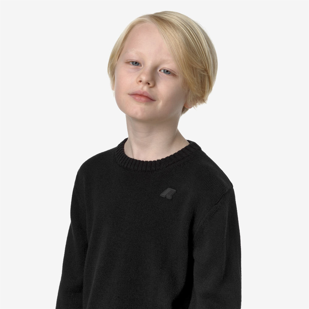 KNITWEAR Kid unisex P. SEBASTIEN COTTON CASHMERE Pull Over BLACK PURE Detail Double				