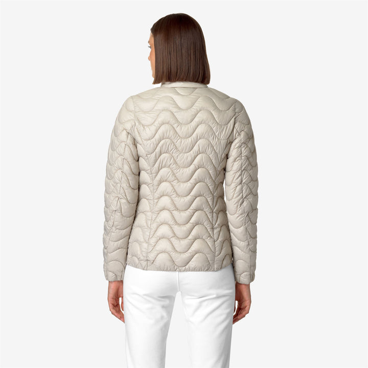 Jackets Woman VIOLETTE QUILTED WARM Short BEIGE GREY Dressed Front Double		