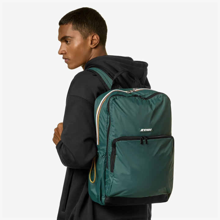 Bags Unisex GIZY Backpack GREEN PETROL Dressed Back (jpg Rgb)		