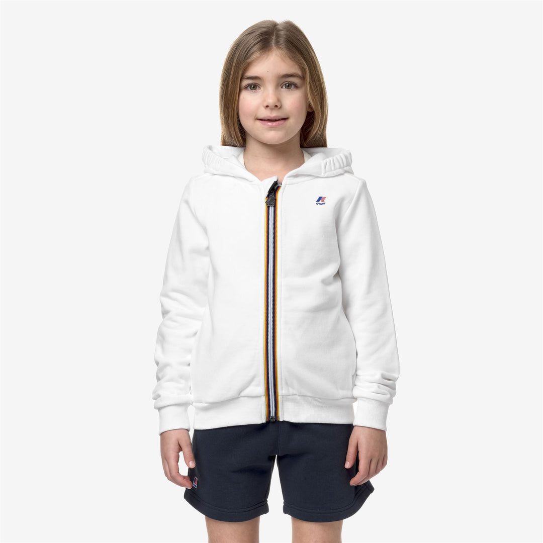 Fleece Kid unisex P. LE VRAI ARNEL POLY COTTON Jacket WHITE Dressed Back (jpg Rgb)		