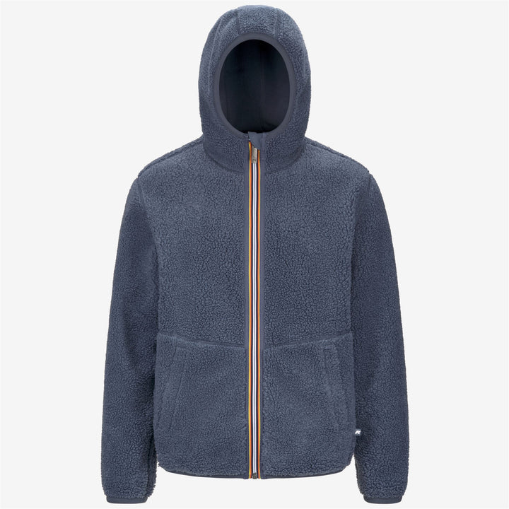 Fleece Man JACK SHERPA POLAR REVERSIBLE Jacket GREY BLUE A-GREY BLUE A Dressed Front (jpg Rgb)	