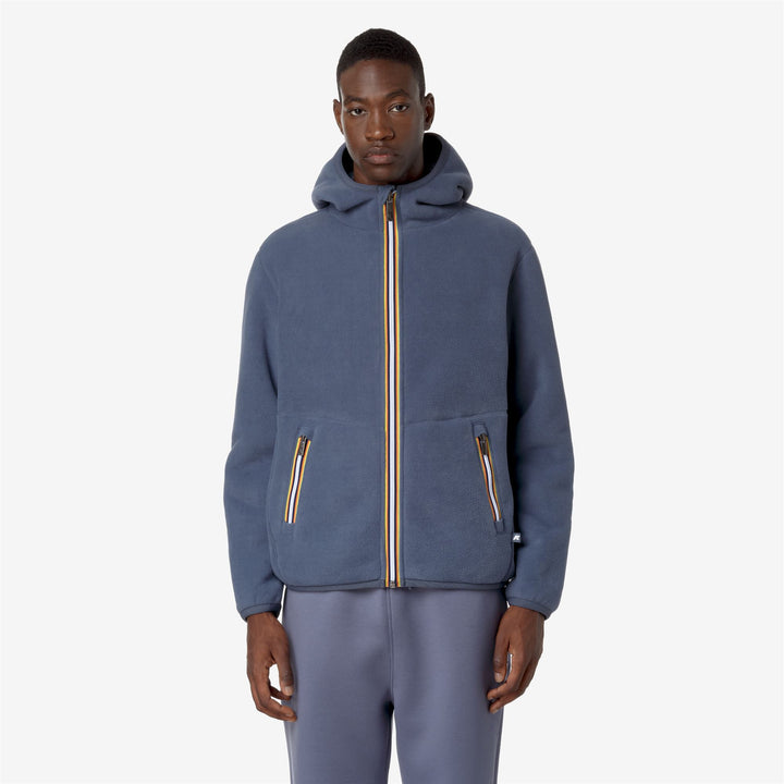 Fleece Man JACK SHERPA POLAR REVERSIBLE Jacket GREY BLUE A-GREY BLUE A Dressed Back (jpg Rgb)		