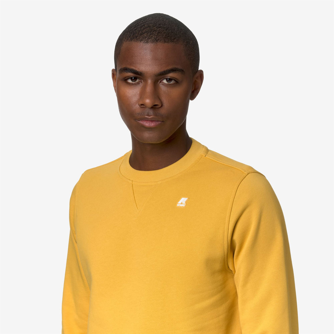 Fleece Man BAPTISTE Jumper YELLOW MIMOSA Detail Double				