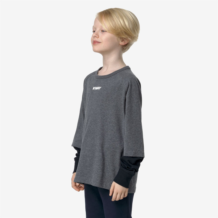 T-ShirtsTop Boy P. ELMER PEACH DOUBLE SLEEVE T-Shirt GREY MELANGE Detail (jpg Rgb)			