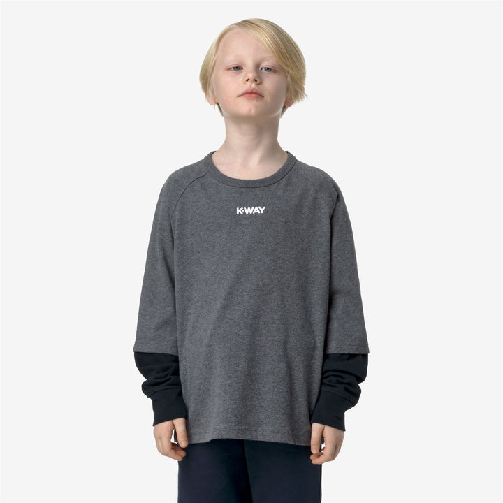 T-ShirtsTop Boy P. ELMER PEACH DOUBLE SLEEVE T-Shirt GREY MELANGE Dressed Back (jpg Rgb)		