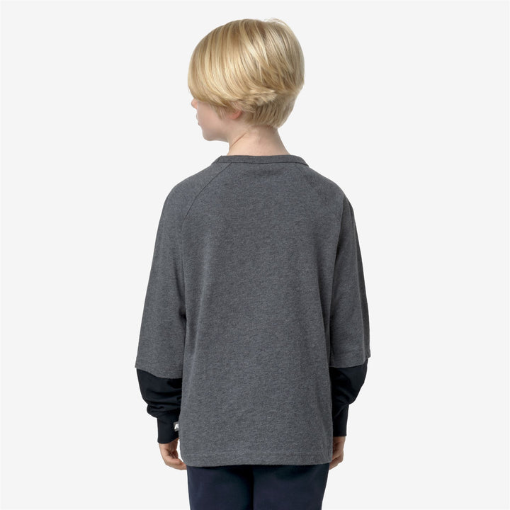 T-ShirtsTop Boy P. ELMER PEACH DOUBLE SLEEVE T-Shirt GREY MELANGE Dressed Front Double		