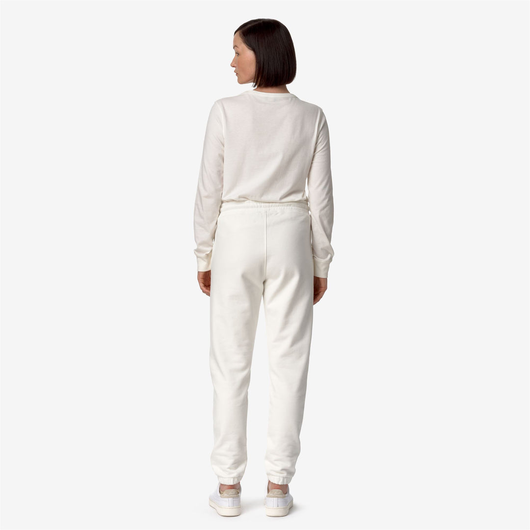 Pants Woman GINEVRETTE FLEECE PEACH Sport Trousers WHITE GARDENIA Dressed Front Double		