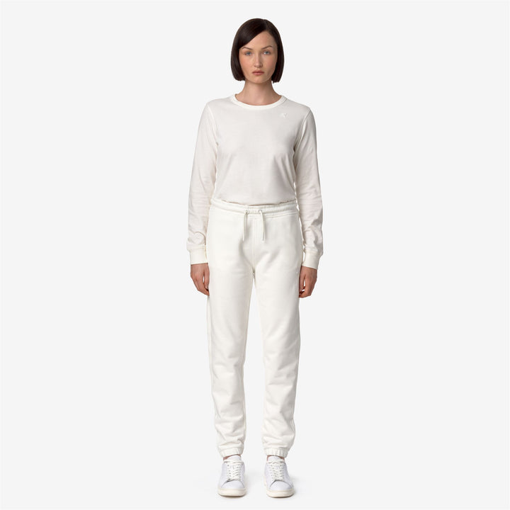 Pants Woman GINEVRETTE FLEECE PEACH Sport Trousers WHITE GARDENIA Dressed Back (jpg Rgb)		