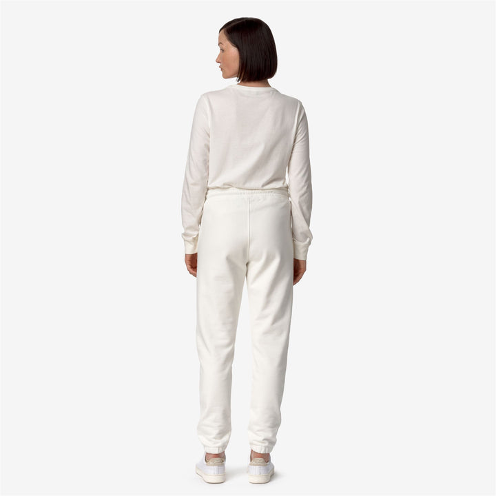 Pants Woman GINEVRETTE FLEECE PEACH Sport Trousers WHITE GARDENIA Dressed Front Double		