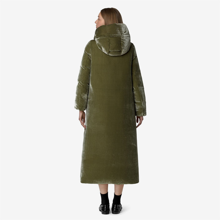 Jackets Woman ORLEN VELVET THERMO DOUBLE Long GREEN WINTER Dressed Front Double		