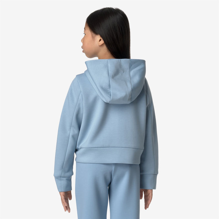 Fleece Girl P. DIVINE LIGHT SPACER Hoodie Full Zip BLUE AVIO Dressed Front Double		