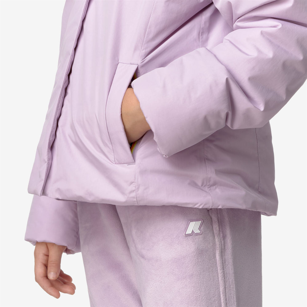 Jackets Girl P. LILY SOFT TOUCH MARMOTTA Short VIOLET LT LILAC - GREY GOAT Detail Double				