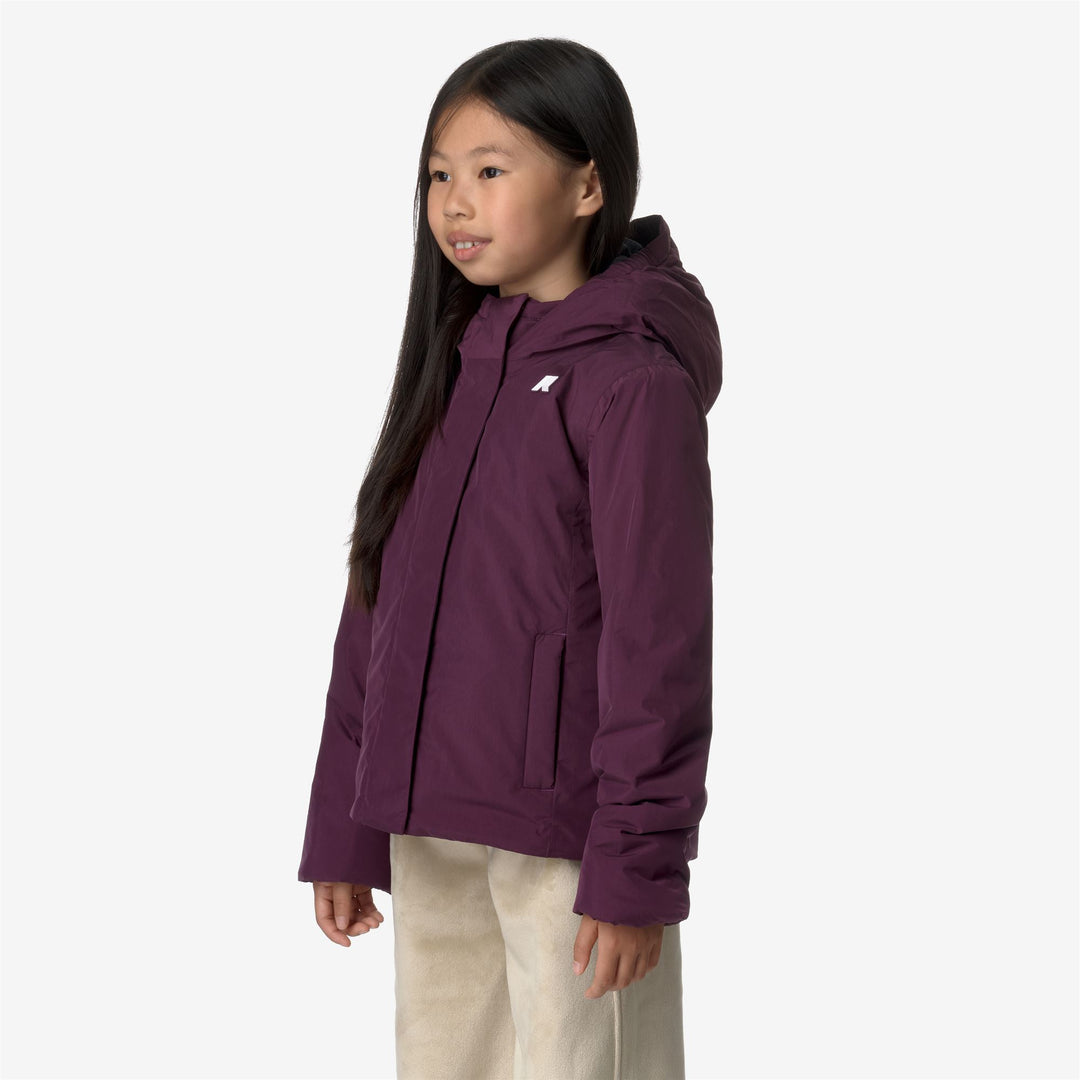 Jackets Girl P. LILY SOFT TOUCH MARMOTTA Short VIOLET DK PURPLE - GREY GOAT Detail (jpg Rgb)			