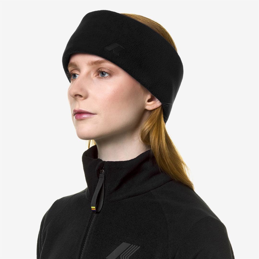 Headwear Unisex ROUGET SHERPA POLAR Headband BLACK PURE Dressed Back (jpg Rgb)		