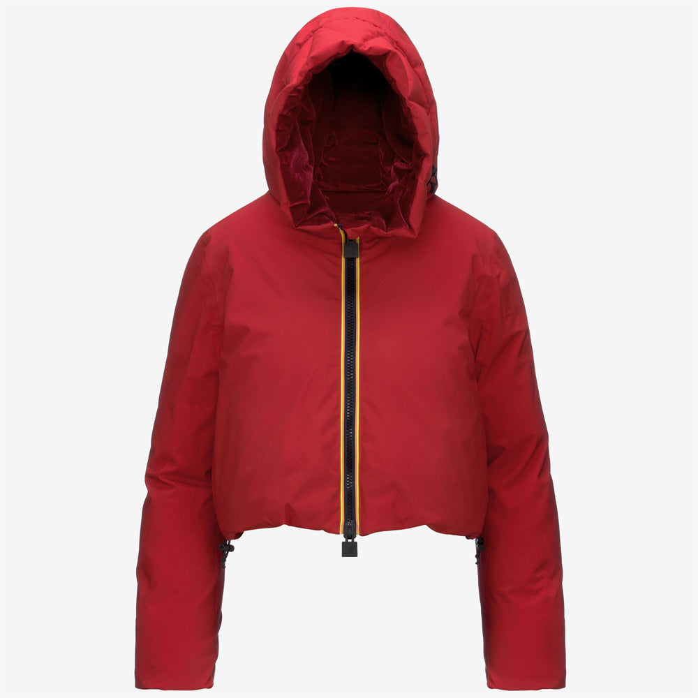 Jackets Woman BRIEN VELVET THERMO DOUBLE Short RED EMBOLDENED Dressed Front (jpg Rgb)	