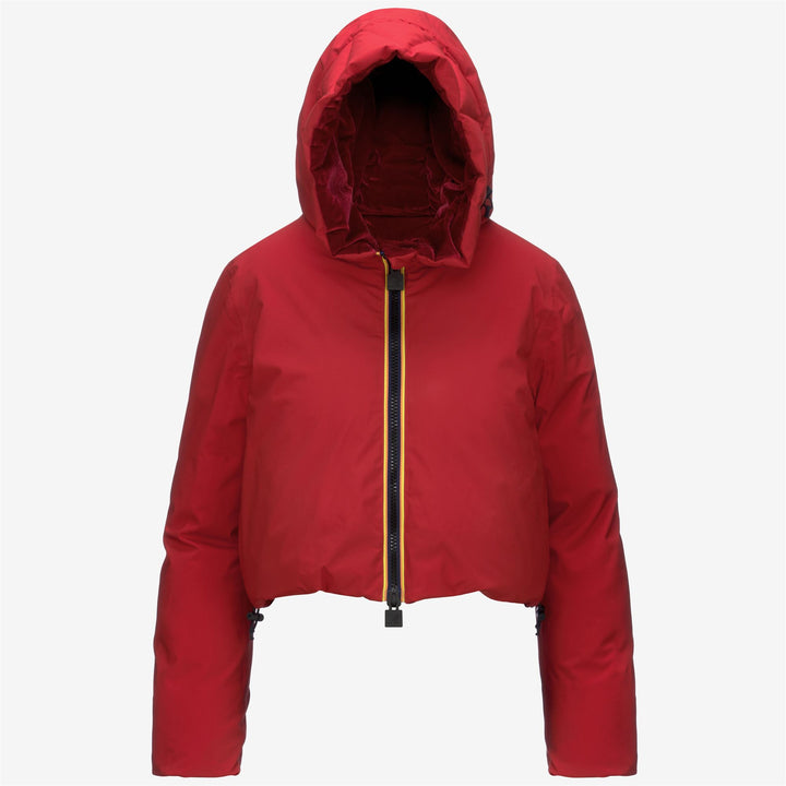 Jackets Woman BRIEN VELVET THERMO DOUBLE Short RED EMBOLDENED Dressed Front (jpg Rgb)	