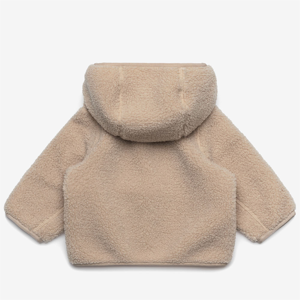 Fleece Kid unisex E. JANNE POLAR Hoodie Full Zip BEIGE GREY-BEIGE GREY Dressed Front (jpg Rgb)	