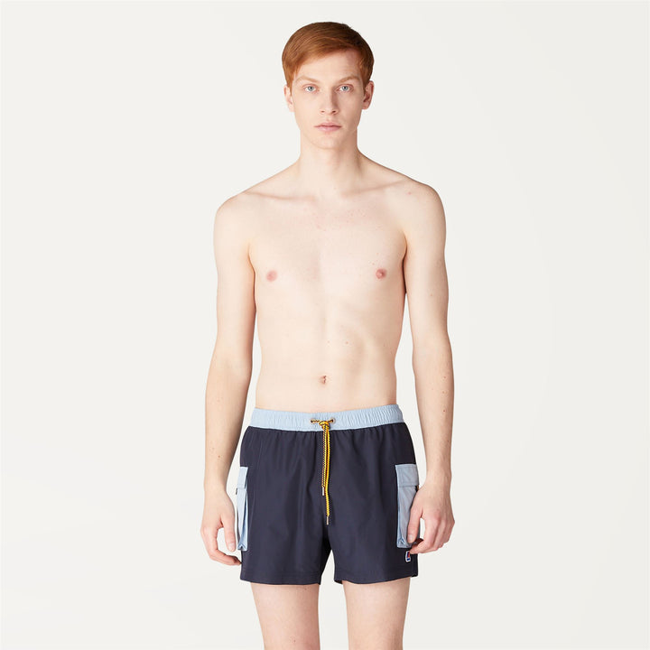 Bathing Suits Man MELLOW BICOLOR Swimming Trunk BLUE DEPTH - BLUE AVIO Dressed Back (jpg Rgb)		