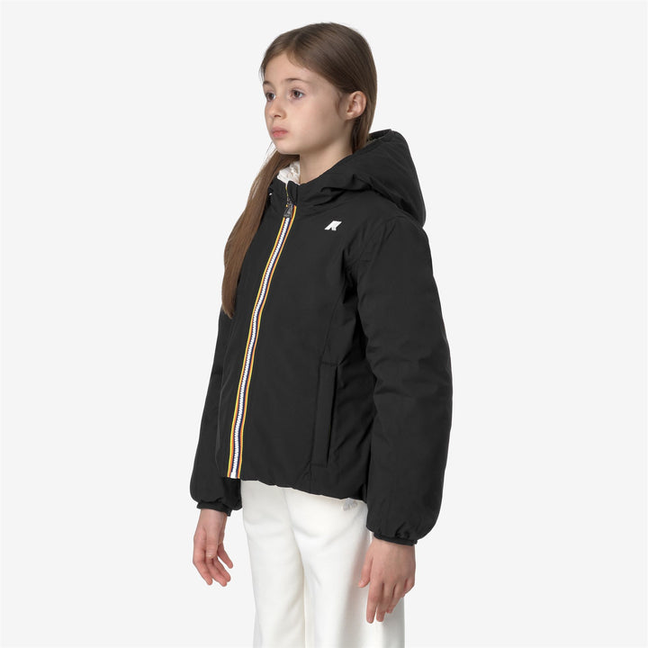 Jackets Girl P. LILY ST THERMO DOUBLE Short BLACK PURE - WHITE GARDENIA Detail (jpg Rgb)			