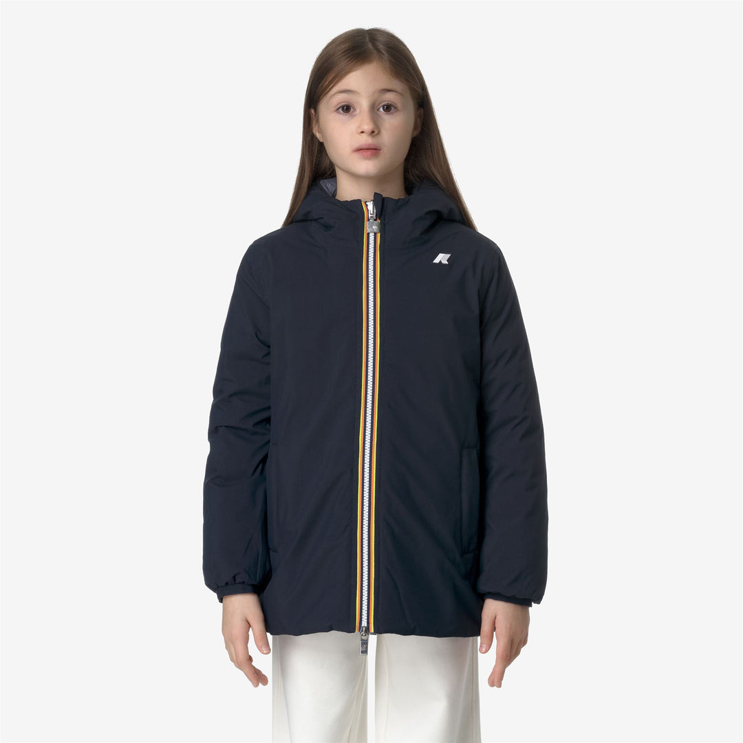 Jackets Girl P. SOPHIE ST THERMO DOUBLE Mid BLUE D-GREY BLUE A Dressed Back (jpg Rgb)		