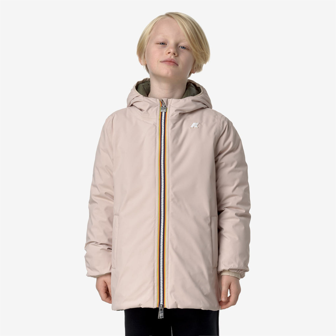 Jackets Girl P. SOPHIE ST THERMO DOUBLE Mid PINK TINT - GREEN CYPRESS Dressed Back (jpg Rgb)		