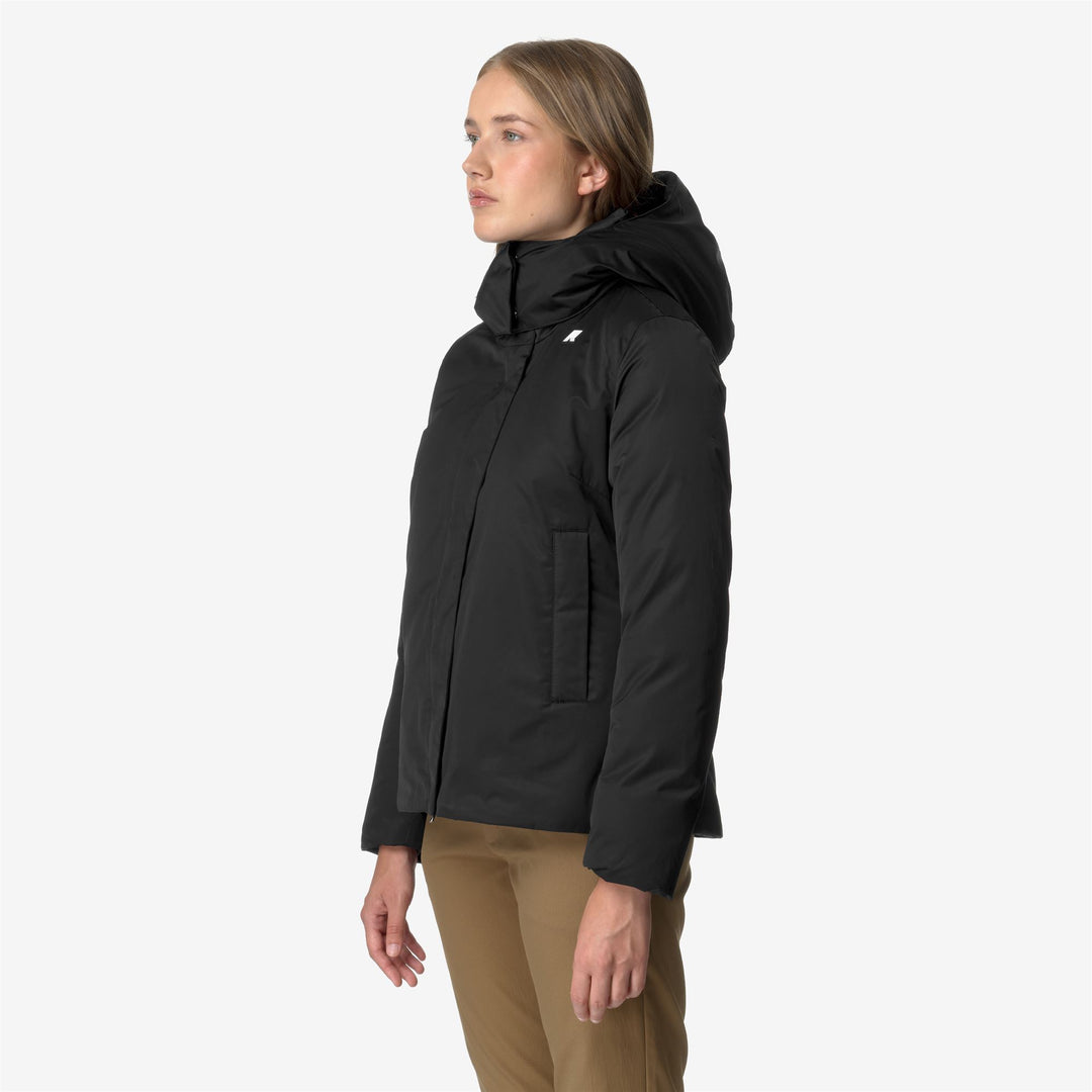 Jackets Woman KALA SATIN THERMO Short BLACK PURE Detail (jpg Rgb)			