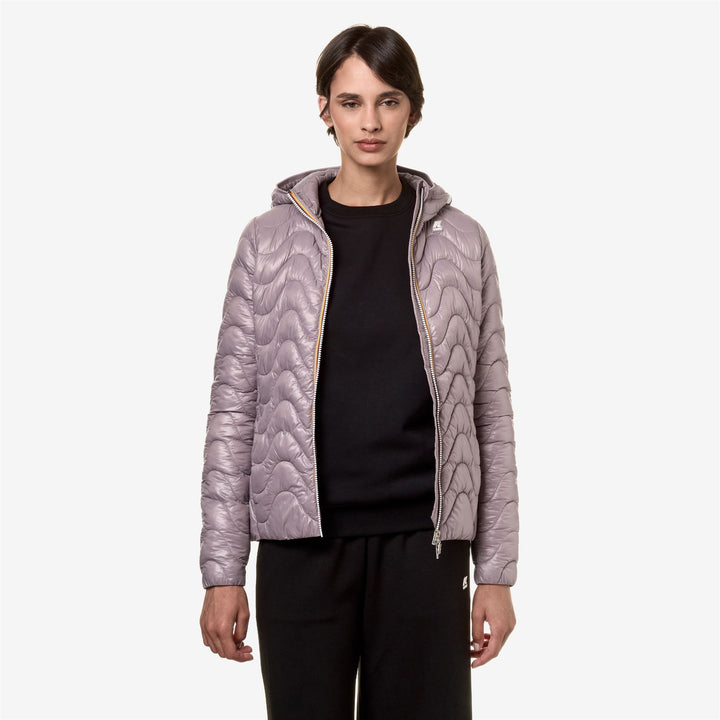 Jackets Woman LILY QUILTED WARM Short VIOLET DUSTY Dressed Back (jpg Rgb)		