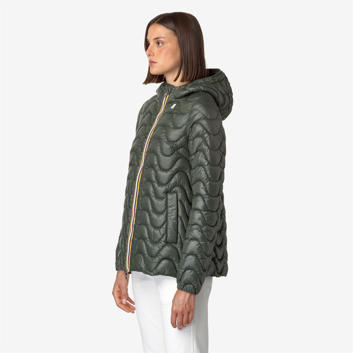 Jackets Woman MADLAINE QUILTED WARM Mid GREEN BLACKISH Detail (jpg Rgb)			