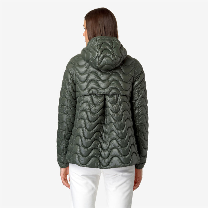 Jackets Woman MADLAINE QUILTED WARM Mid GREEN BLACKISH Dressed Front Double		