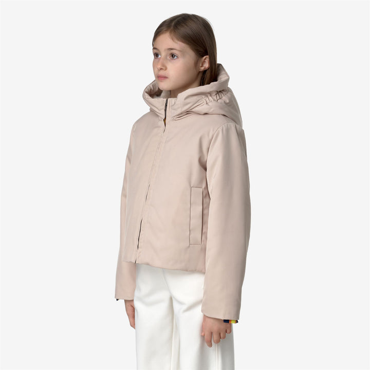 Jackets Girl P. OLGA TWILL FUR Short PINK TINT - NATURAL Detail (jpg Rgb)			