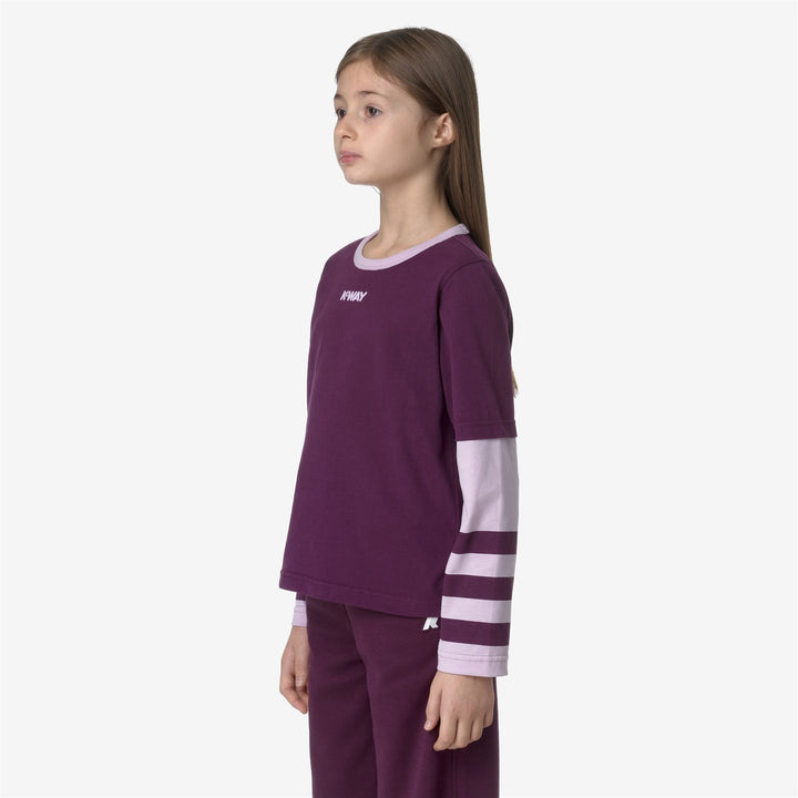 T-ShirtsTop Girl P. ELMERINE PEACH DOUBLE SLEEVES T-Shirt VIOLET DK PURPLE - VIOLET LT LILAC Detail (jpg Rgb)			