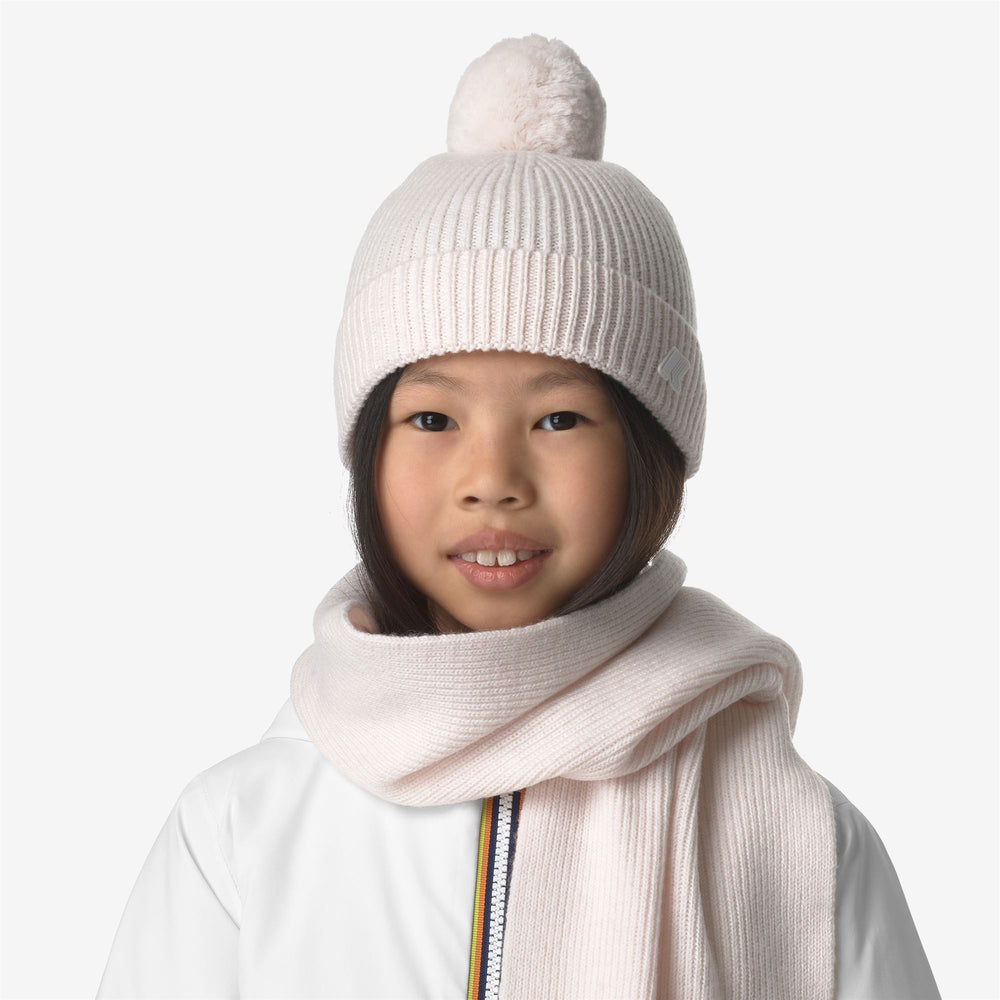 Scarves Kid unisex P. ETIENNE CARDIGAN STITCH SCARF WHITE GARDENIA MELANGE Dressed Back (jpg Rgb)		